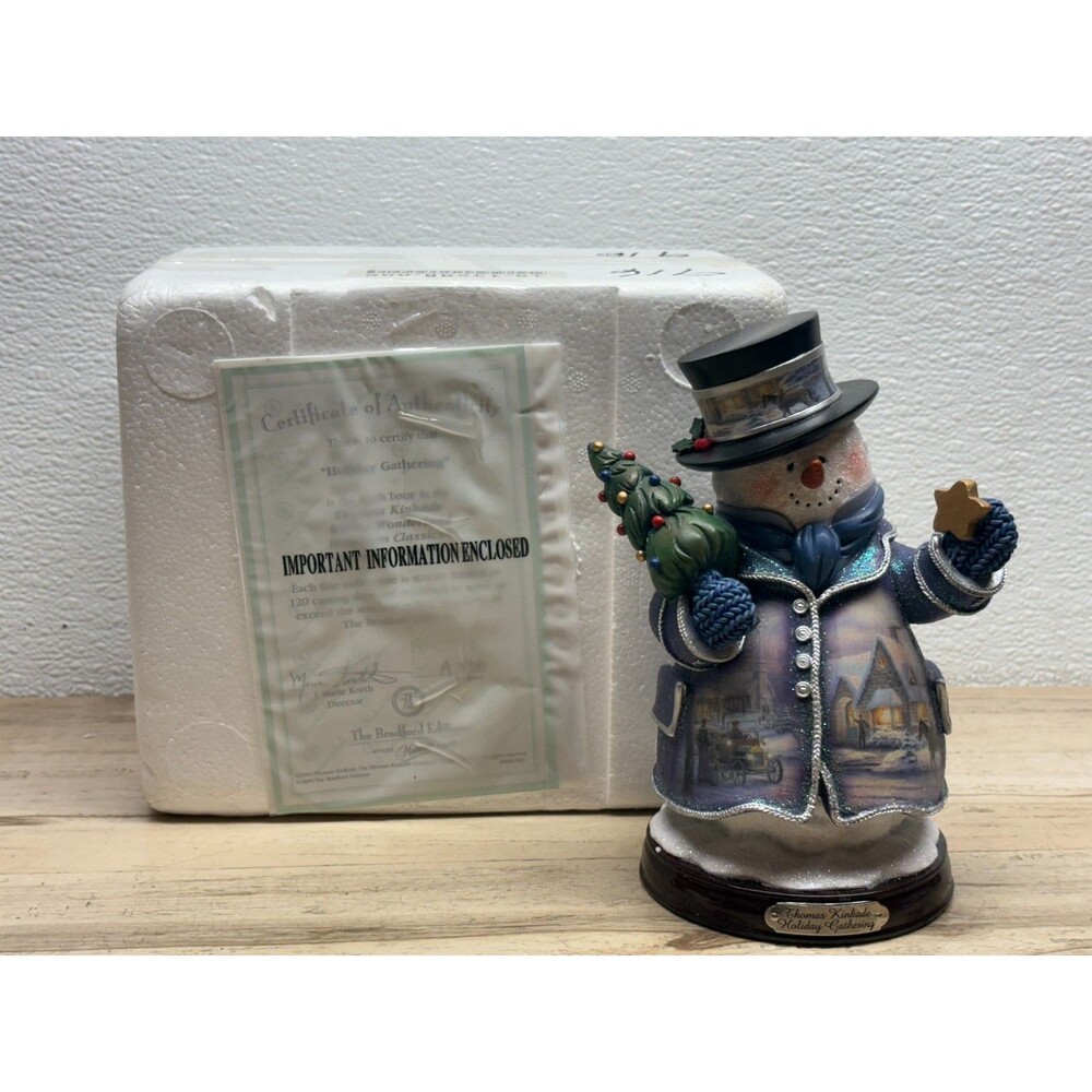 2004 Thomas Kinkade Holiday Gathering Snowman Bradford Collection
